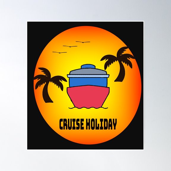 Cruise Summer Vacation Palm Tree Poster Wall Art, Modern Wall Decor, 16x16 UNFRAMED
