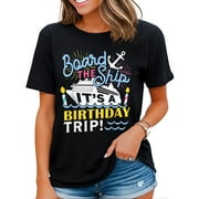 NAVIAN Cruise Trip Vacation Gift Tee Men Women Birthday Cruise T-Shirt Black Medium