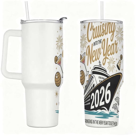 Cruise Vacation 2026 Coffee Mug with Handle, Double-Wall Stainless Steel Insulated Tumbler, New Year Cruise Travel Cup