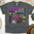 thumbnail image 1 of Cruise Vacation Word Art Shirt – Relax Swim Island Ocean Graphic Tee, Dark Heather, Size 2XL, 1 of 4