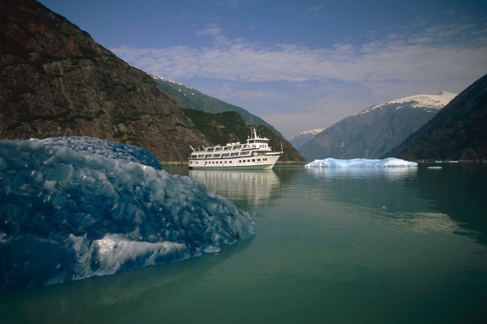 Cruise West Spirit Of Columbia Among Icebergs In Tracy Arm Fords-Terror Wilderness Area Se Alaska Canvas Art - Mark Kelley Design Pics (34 x 22)
