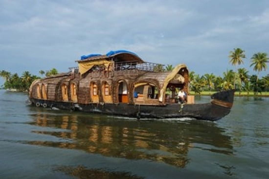 Cruise boat in Backwaters Kerala India Canvas Art - Ali Kabas DanitaDelimont (17 x 11)