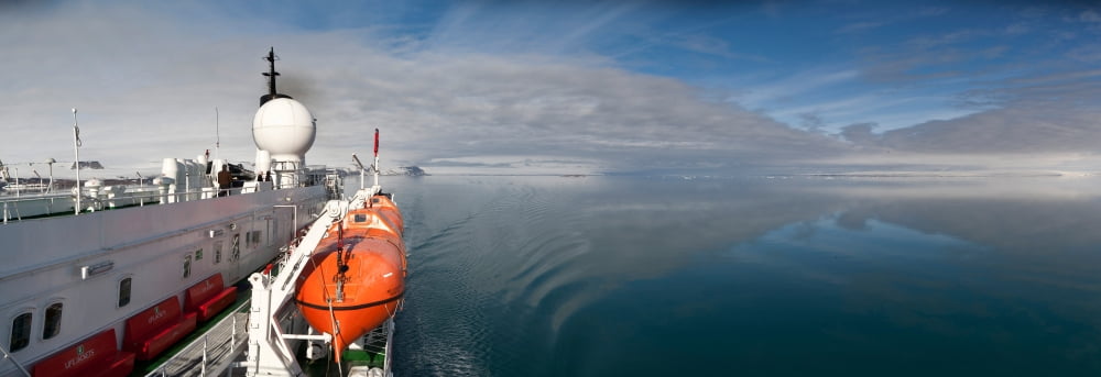 Cruise ship MS Expedition Hinlopen Strait Spitsbergen Island Svalbard Norway Canvas Art - Panoramic Images (36 x 12)