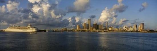 Cruise ship docked at a harbor Miami Florida USA Canvas Art - Panoramic Images (36 x 12)