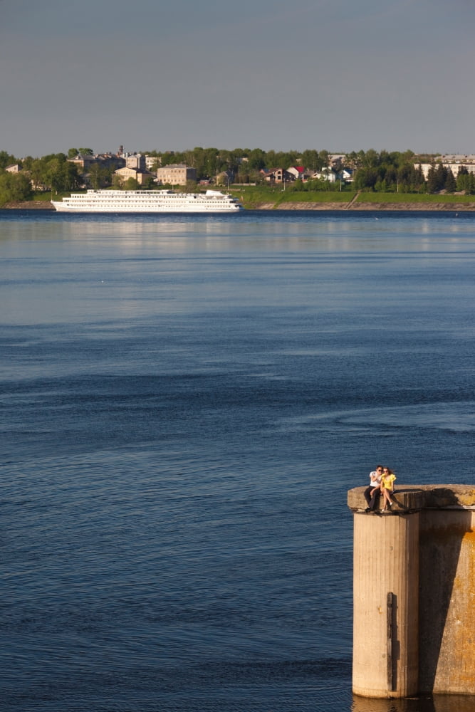 Cruise ship in Volga River Uglich Yaroslavl Oblast Russia Canvas Art - Panoramic Images (36 x 12)