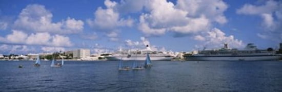 Cruise ships docked at a harbor Hamilton Harbour Hamilton Bermuda Canvas Art - Panoramic Images (36 x 12)
