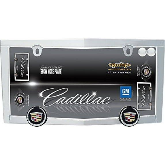 Chrome/Black Metal Cadillac Emblem/Logo License Plate Frame Car Truck