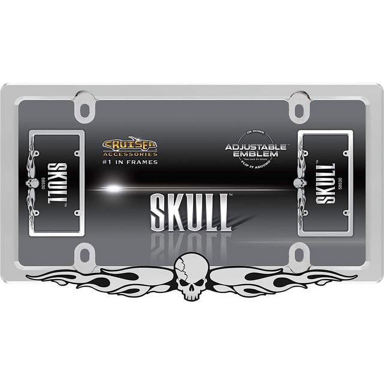 Cruiser Accessories 58530 License Plate Frame Skull, Chrome/Chrome ...