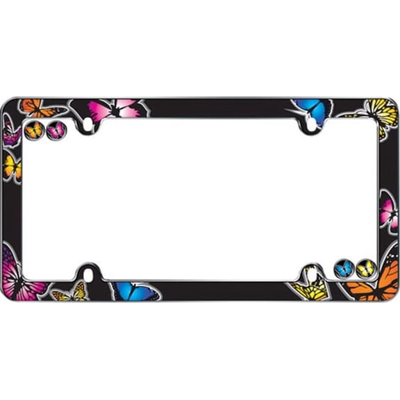 Cruiser Accessories Butterfly Chrome Automotive License Plate with Fastener Caps