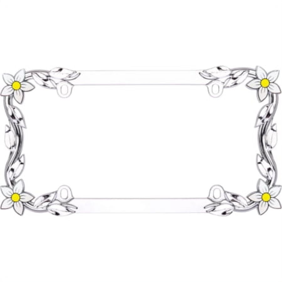 Cruiser Accessories Daisy License Plate Frame, Chrome/Painted