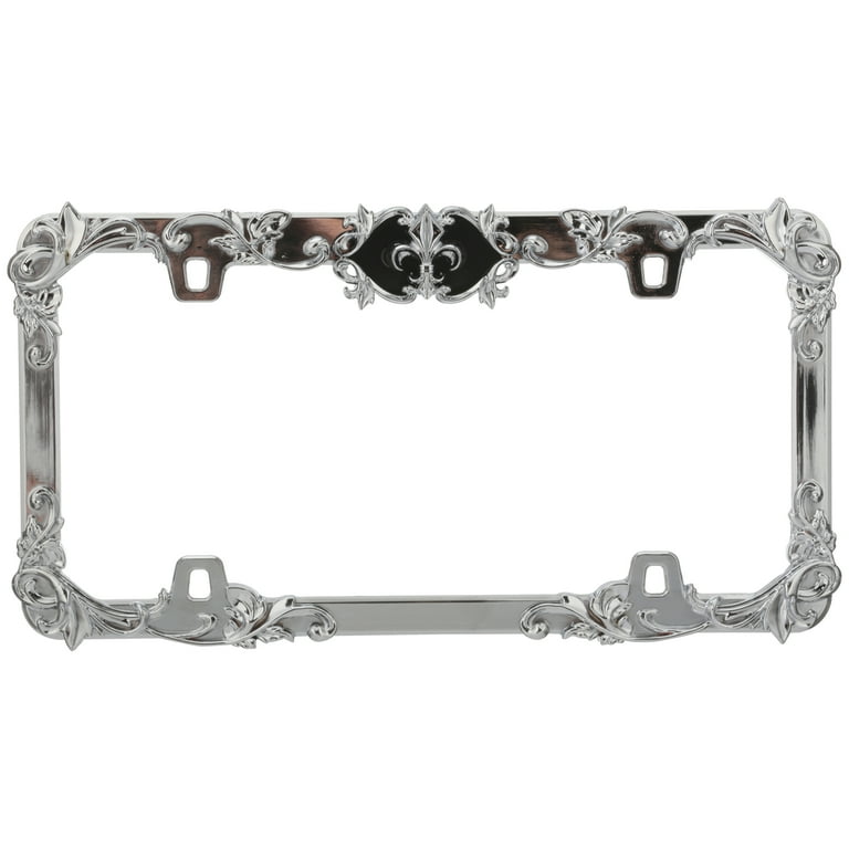 Cruiser Accessories License Plate Frame Fleur de Lis Chrome/Black
