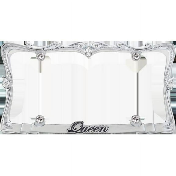 Cruiser Accessories  Queen License Plate Frame, Chrome & Clear With Fastener Caps