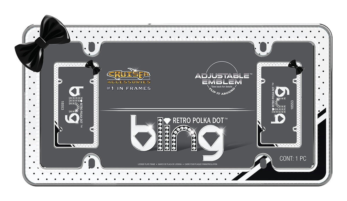 Retro Polka Dot Bling License Plate Frame - Walmart.com