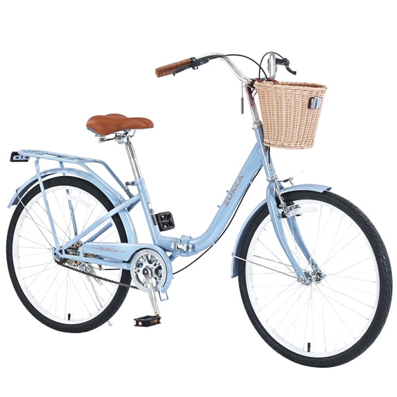 Cruiser Bicycle for Adults:24 Inch Single Speed Folding Lady Bike ...