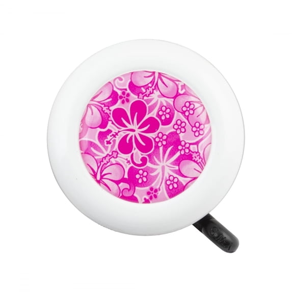 Cruiser Candy Fashion Bicycle Bell, Classic Steel Ringer with Loud Clear Sound, Stylish Bike Bell for Adults & Kids, Polished Steel, Style, Easy Install, Universal Fit for Handlebars - Pink Hawaiian