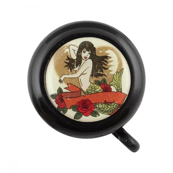 Cruiser Candy Fashion Bicycle Bell, Classic Steel Ringer with Loud Clear Sound, Stylish Bike Bell for Adults & Kids, Polished Steel, Style, Easy Install, Universal Fit for Handlebars - Mermaid