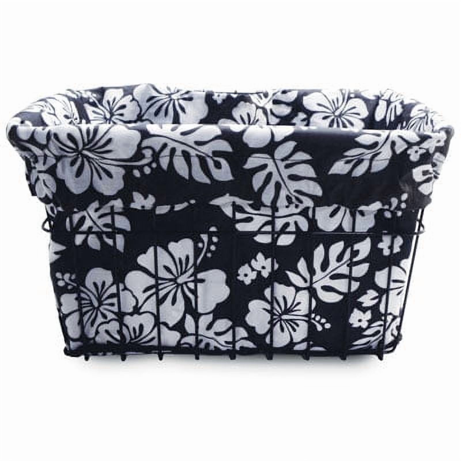 Cruiser Candy Bike Basket Liner Waterproof, Universal Fit for Most Bike Baskets, Stylish 2in1Tote, Bike Basket Cover, Front Wire Or Wicker Bike Baskets Fits Up to 15x12x10 - Black White Hibiscus