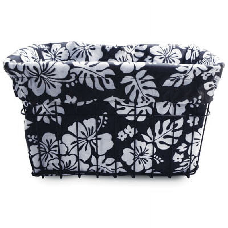 Cruiser Candy Black/White Hibiscus Bicycle Basket Liner