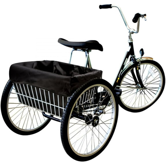 Cruiser Candy Adult Trike Bicycle Basket Liner, Nylon, Rack Mounting, Zippered Closure - 23x11x11 inches Extra Large - Black