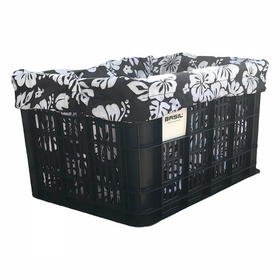 Cruiser Candy Style Up Rear E-Bike Basket Liner Black Hibiscus Medium