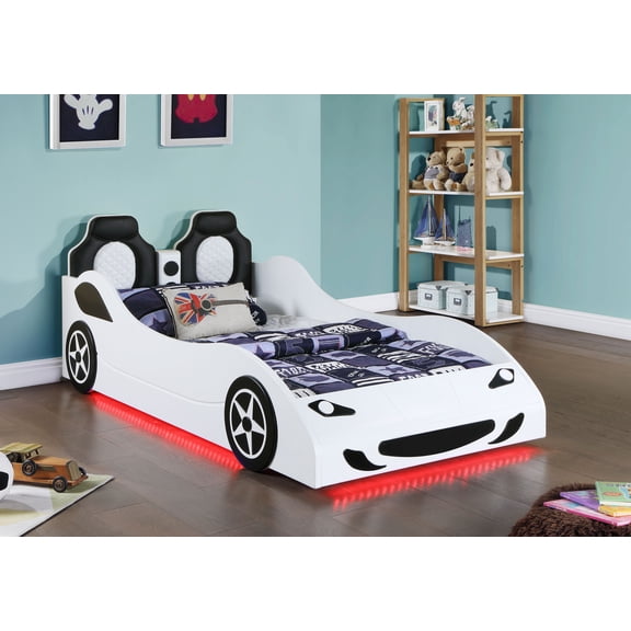 Cruiser Car Themed Twin Bed with Underglow Lights WhiteBox 1