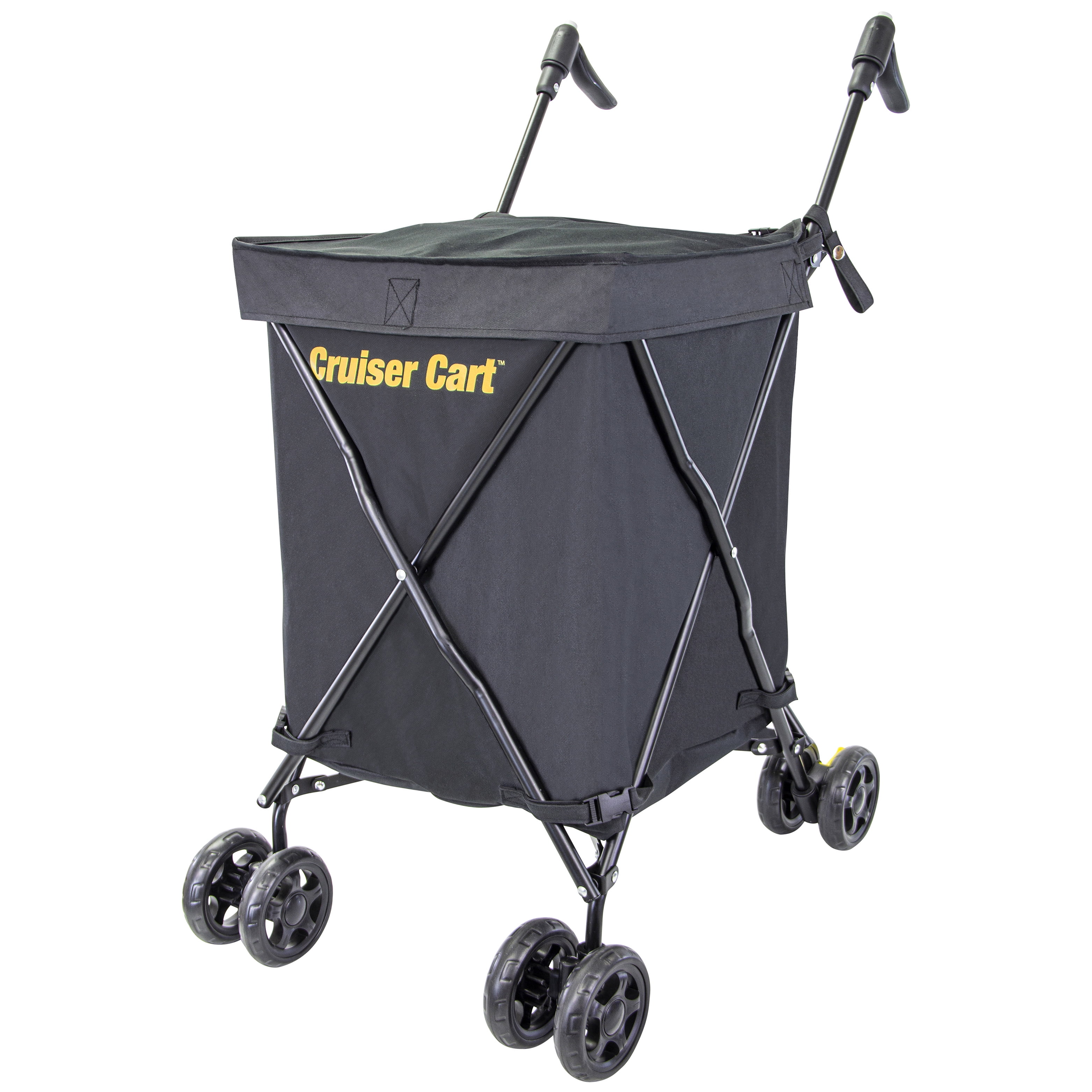 Black Steel Foldable Rolling Utility Cart with 360° Wheels