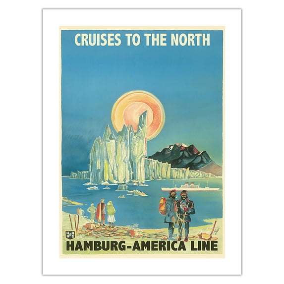 Cruises to the North - North Pole and the Arctic - Hamburg-American Line HAPAG - Vintage Ocean Liner Travel Poster by Albert Füss c.1936 - Bamboo Fine Art 290gsm Paper Print (Unframed) 24x32in