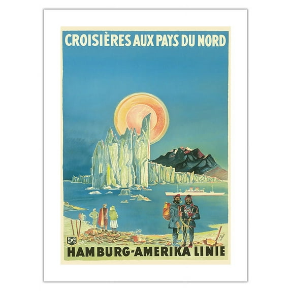 Cruises to Northern Countries - North Pole and the Arctic - Hamburg-American Line HAPAG - Vintage Ocean Liner Travel Poster by Albert Füss c.1936 - Fine Art Matte Paper Print (Unframed) 18x24in