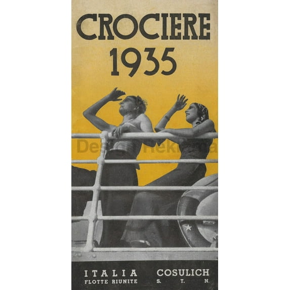 Cruises from the Italian Lines - Italia Cosulich Lloyd Trestino, Adria, 1932. Framed Vintage Travel Poster