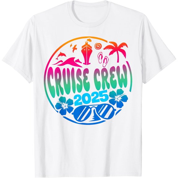 Cruisin Crew 2025 Cruise Family Friends Vacation Matching T-ShirtMen and women, White T-shirt, size: Extra large