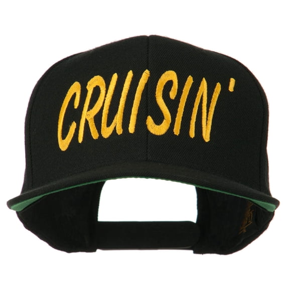 Cruisin Embroidered Flat Bill Cap - Black OSFM