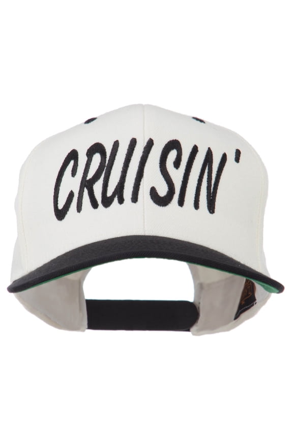 Cruisin Embroidered Flat Bill Cap - Natural Black OSFM