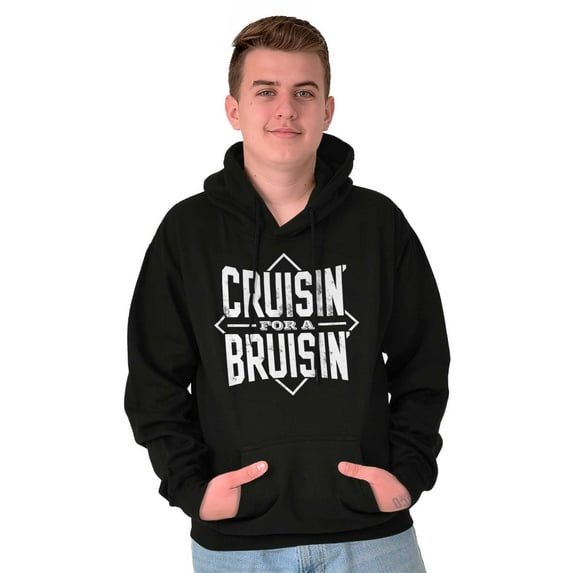 Cruisin For a Bruisin Fight Rebel Punk Men's Big & Tall Graphic Hoodie Brisco Brands 2X