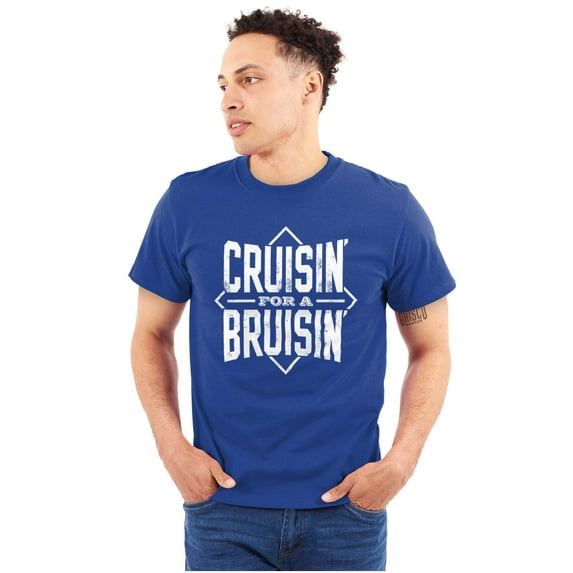 Cruisin For a Bruisin Fight Rebel Punk Men's Big & Tall Crewneck Graphic Tee Brisco Brands 5X