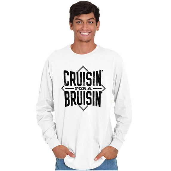 Cruisin For a Bruisin Fight Rebel Punk Men's Big & Tall Long Sleeve Graphic Tee Brisco Brands 3X