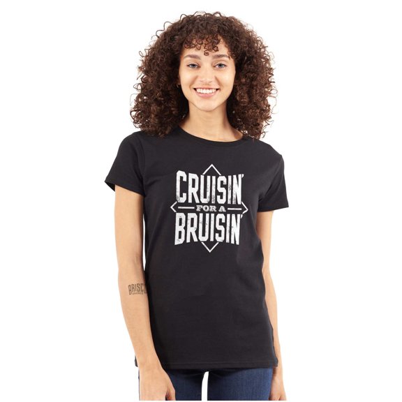 Cruisin For a Bruisin Fight Rebel Punk Womens Fitted Plus Size Graphic Tee Brisco Brands 2X