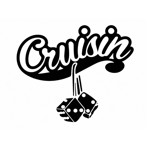 "Cruisin" Retro Lettering with Dice Vinyl Decal Sticker