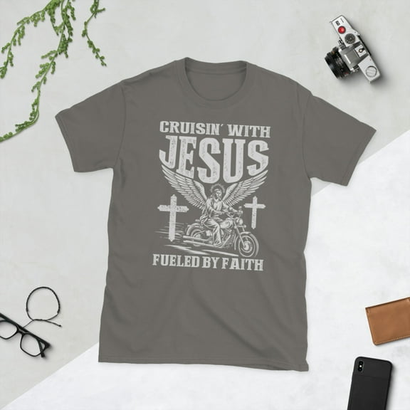 Cruisin' for Jesus Biker T-Shirt (Charcoal, S)