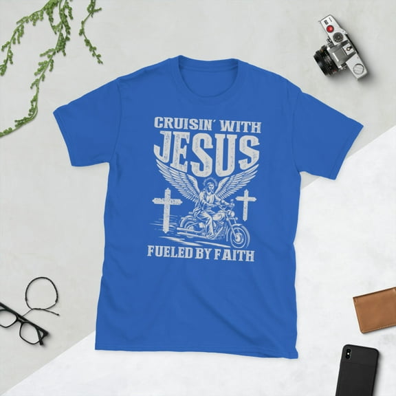 Cruisin' for Jesus Biker T-Shirt (Royal, S)