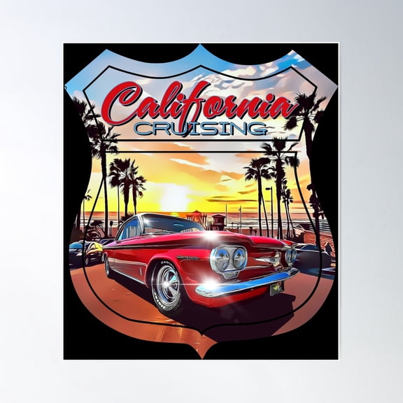 Cruising Classic Car Route 66 Corvair Poster Wall Art Modern Wall Decor For Living Room Bedroom