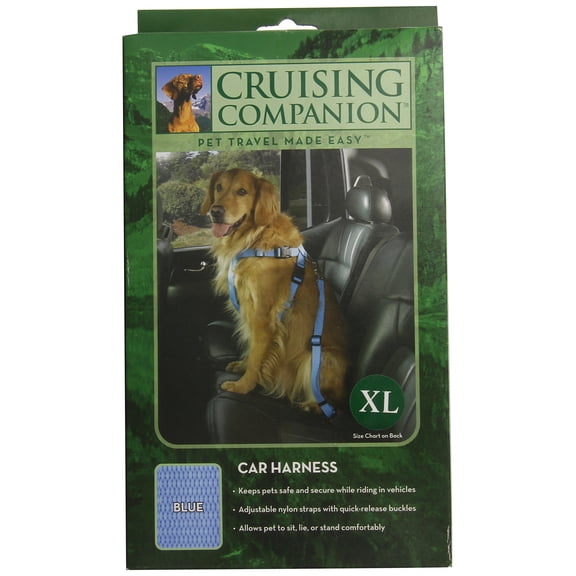 Cruising Companion Nylon Car Harness for Dogs, X-Large, Blue