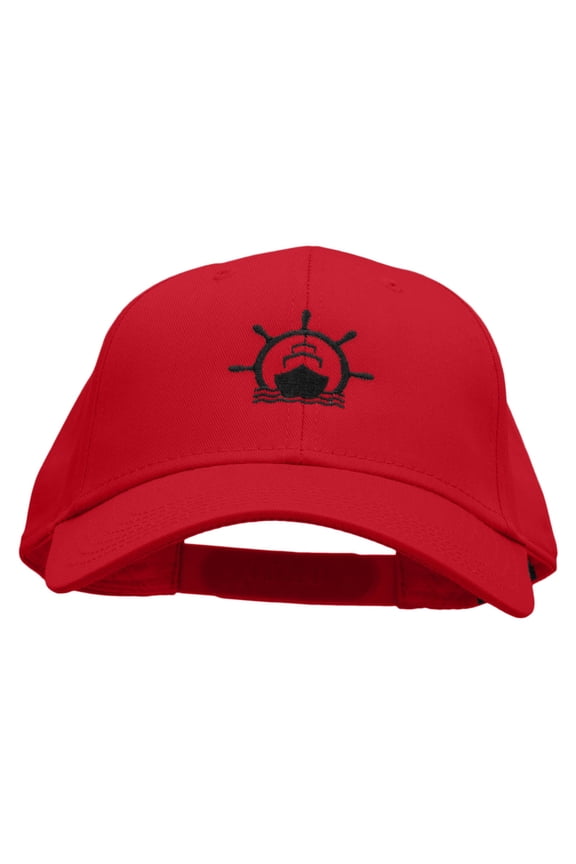 Cruising Down Embroidered Solid Cotton Twill Low Profile Snap Cap - Red OSFM