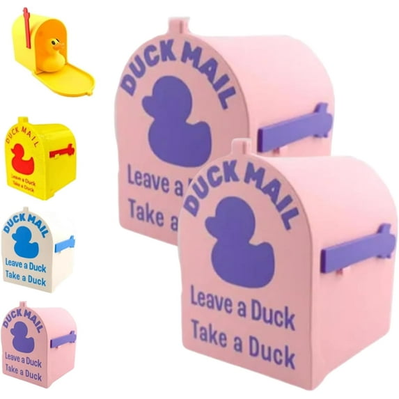 Cruising Duck Mini Mailbox Door Magnet,Cruise Door Decorations Magnetic,Duck Mailbox with Movable Flag to Leave or Take Duck Mail,for Refrigerator,Home Office Decor,Gift for Family Travel Trip (B*2)