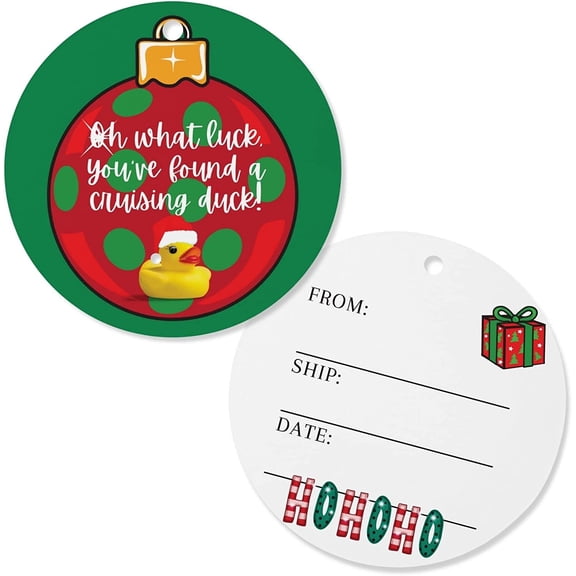 Cruising Ducks Holiday Christmas Ornament Circle Hang Tag 30 Pk 2.5" in Circle Tags Polka Dot Design Attach to Christmas Rubber Ducks Carnival Rubber Cruising Duck Tag #CruisingDucks