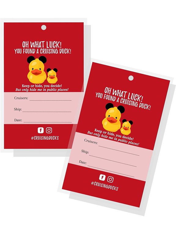 Cruising Ducks Tag with Hole 30 Pack Carnival Rubber Cruising Duck Tag Tags 2 x 3.5" inches Business Card Size #CruisingDucks Mouse Ears