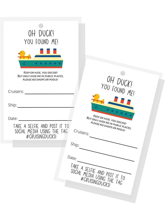 Cruising Ducks Tag with Hole 30 Pack Carnival Rubber Cruising Duck Tag Tags 2 x 3.5" inches Business Card Size #CruisingDucks OH What Luck!