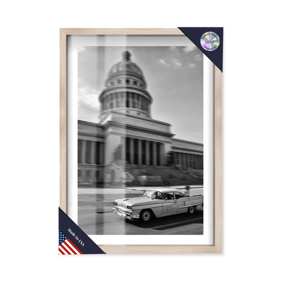 Cruising Retro Shadowbox Print Fashion Art Prints by Notoriart, Blonde Frame, 21 x 31