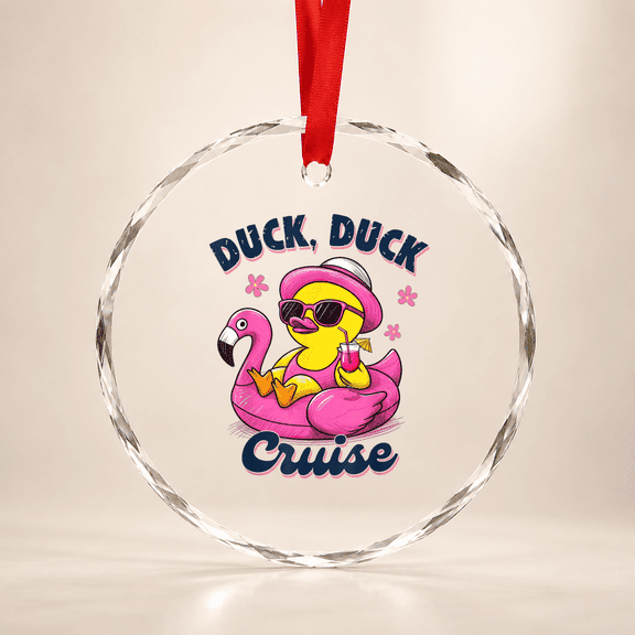 Cruising Rubber Duck Duck Cruise Family Vacation Matching Glass Ornament