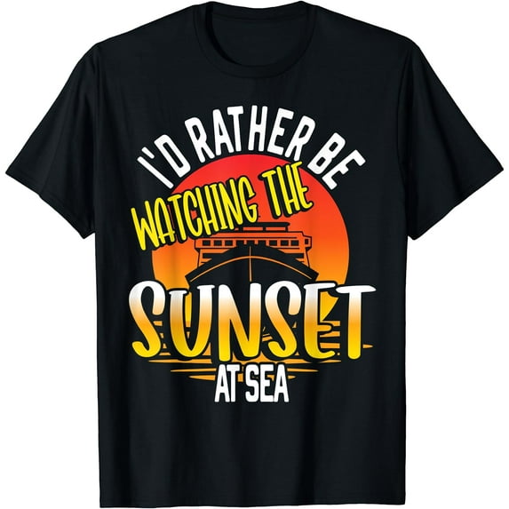 Cruising Watch Sunset at Sea - Group Cruise Ship Vacation T-Shirt Black Large
