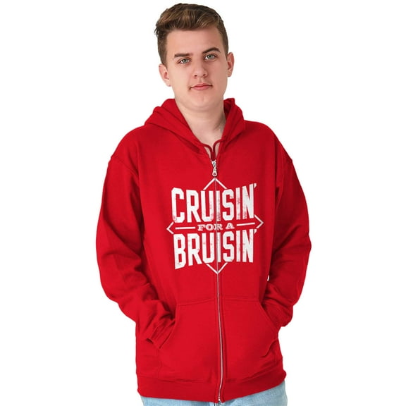 Cruising a Bruising Fight Rebel Punk Zip Hoodie Sweatshirt Men Brisco Brands L